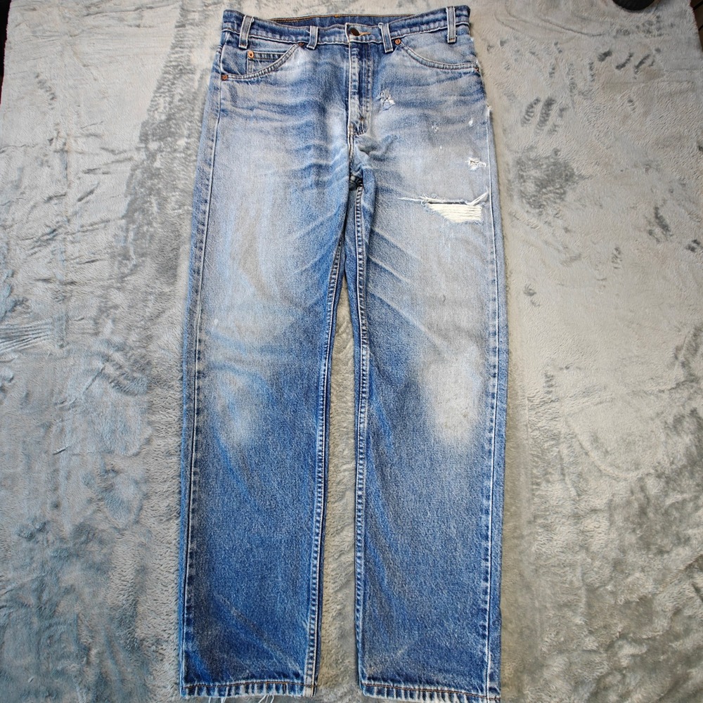 Vintage 90s Levis 505 Jeans Mens 34x32 Fits 34x30 Orange Tab Distressed Straight